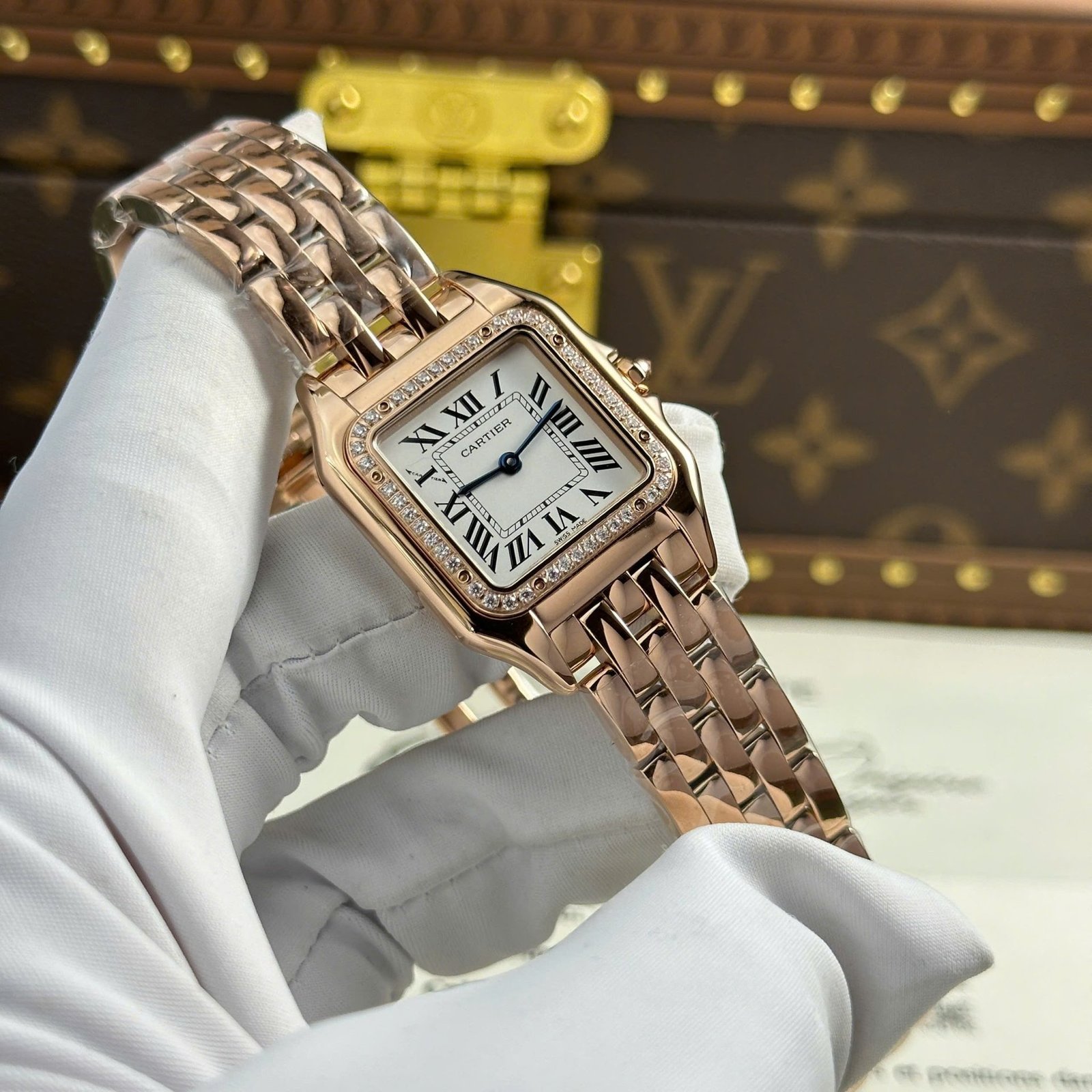 Cartier Panthère Medium Model Rose Gold White Dial Diamond Bezel Best Replica BVF 27mm x 36mm - 图片 2
