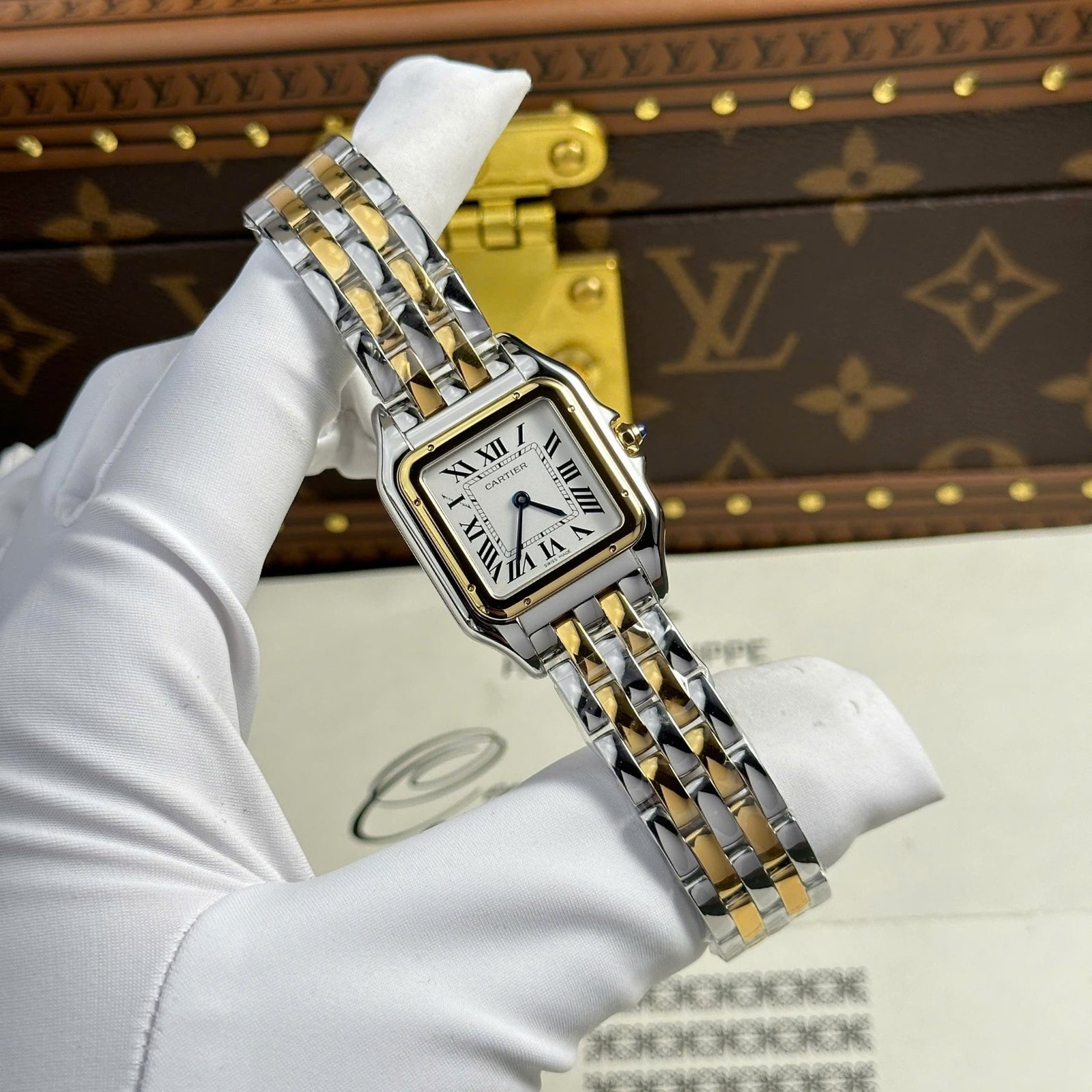 Cartier Panthère Medium Model Steel & Yellow White Dial Best Replica BVF 27mm x 36mm - 图片 2