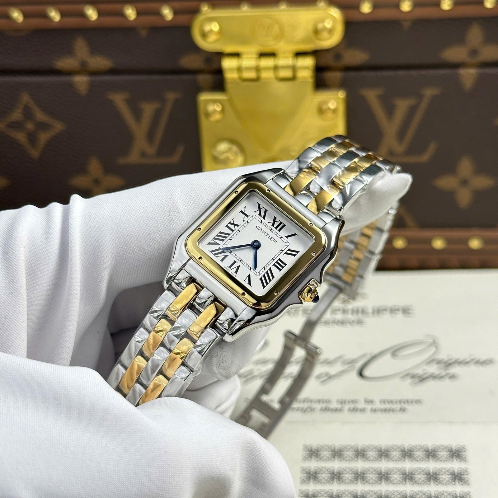 Cartier Panthère Medium Model Steel & Yellow White Dial Best Replica BVF 27mm x 36mm - 图片 3
