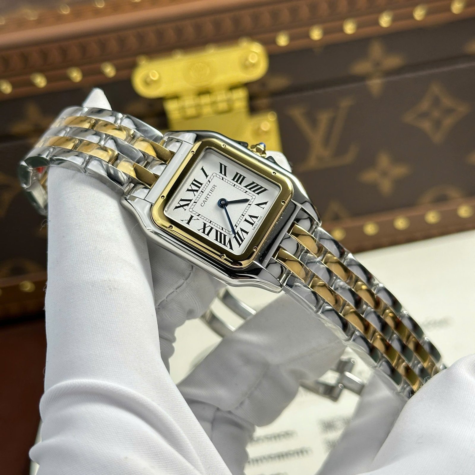 Cartier Panthère Medium Model Steel & Yellow White Dial Best Replica BVF 27mm x 36mm - 图片 4
