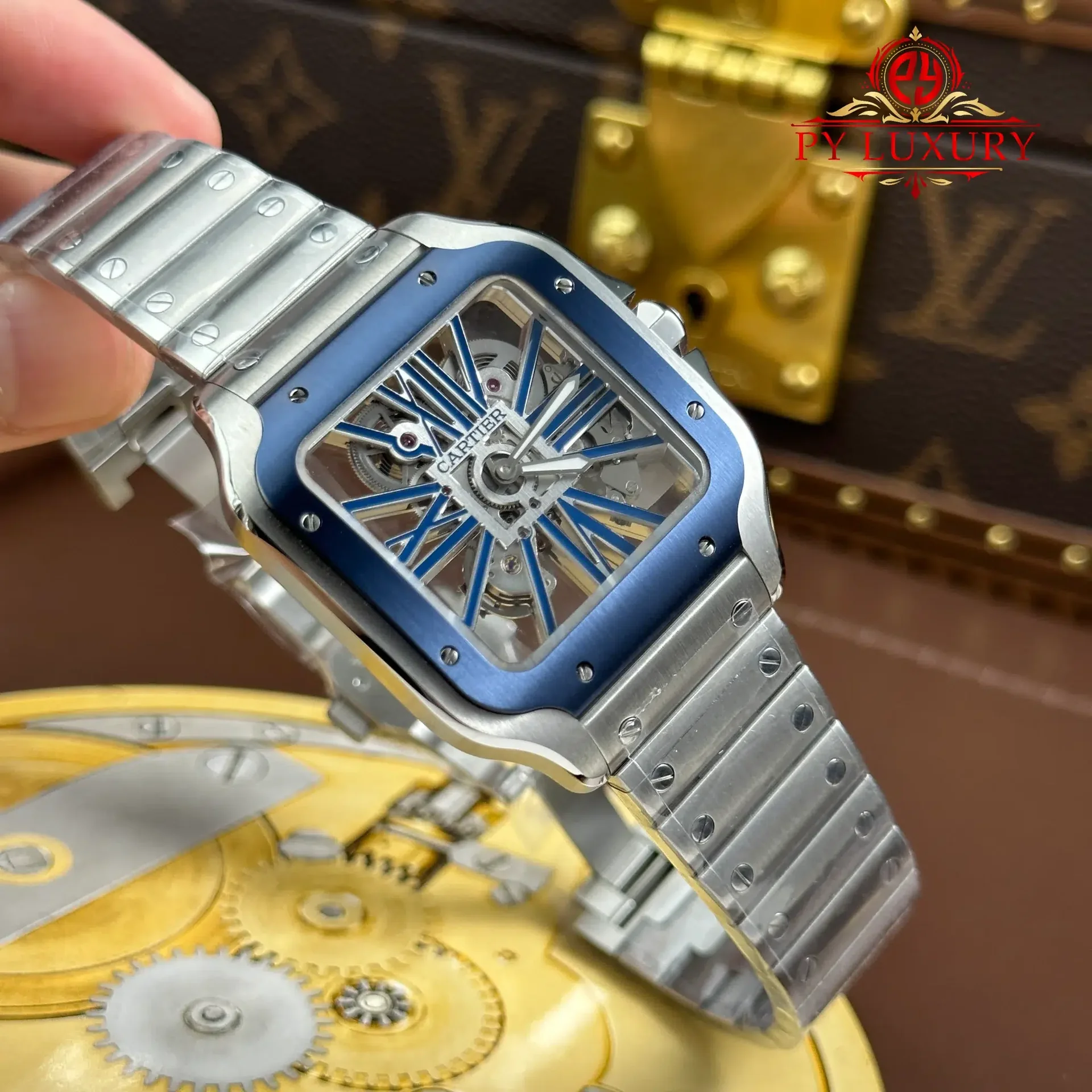 Cartier Santos De Cartier Skeleton Blue WHSA0026 Large Model Super Clone MLF 39.8mm - 图片 2