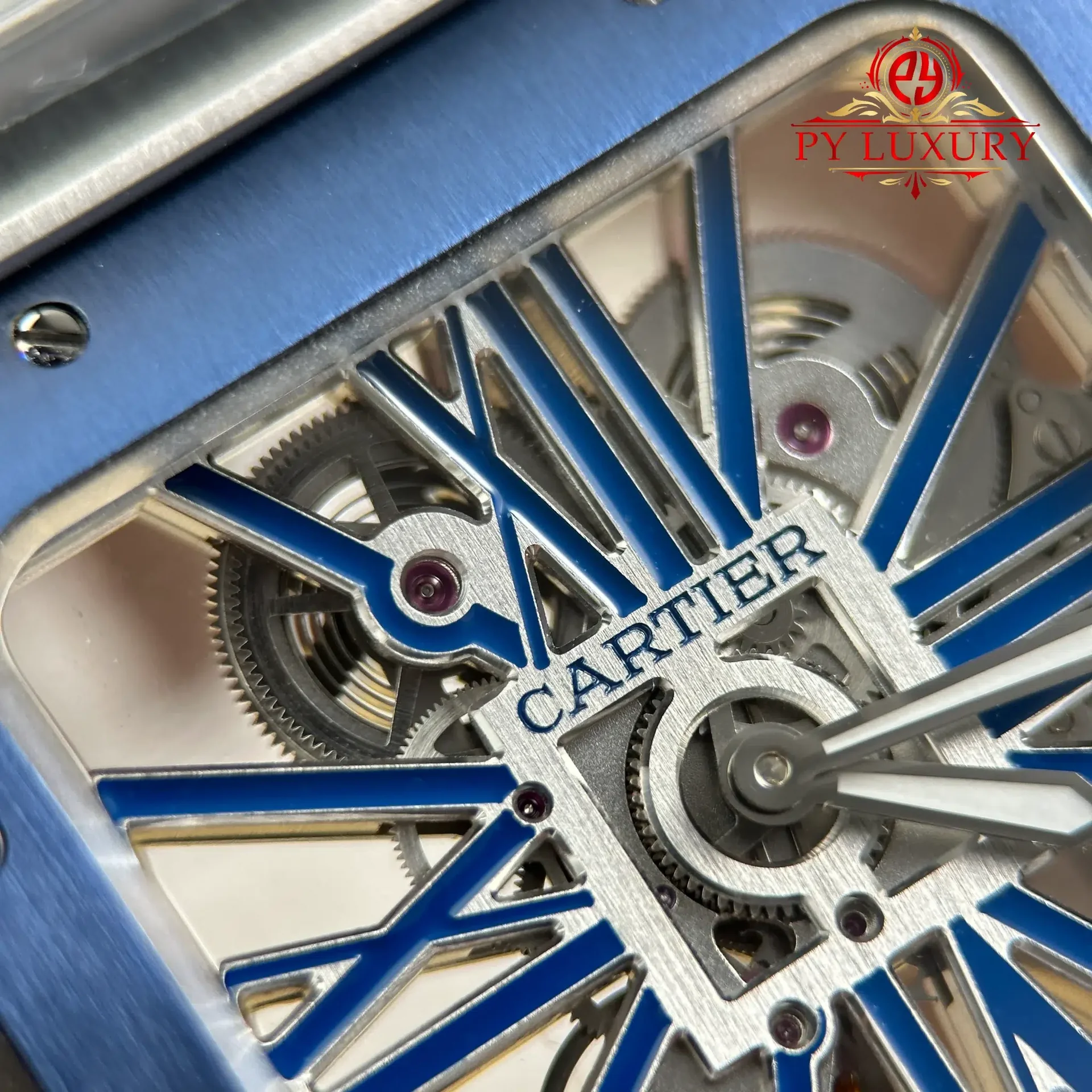 Cartier Santos De Cartier Skeleton Blue WHSA0026 Large Model Super Clone MLF 39.8mm - 图片 6