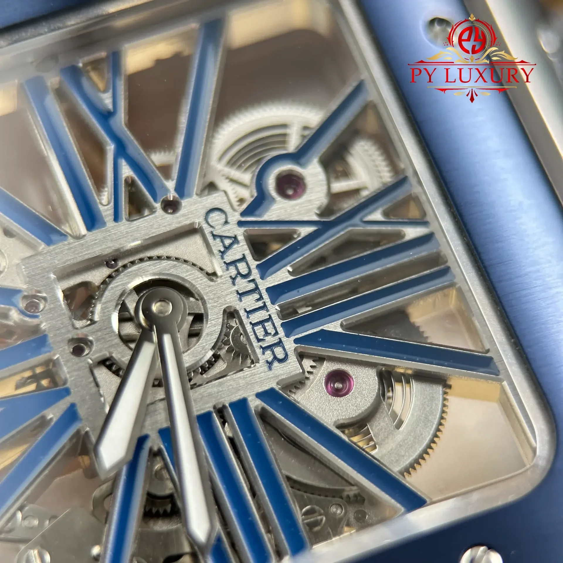 Cartier Santos De Cartier Skeleton Blue WHSA0026 Large Model Super Clone MLF 39.8mm - 图片 8
