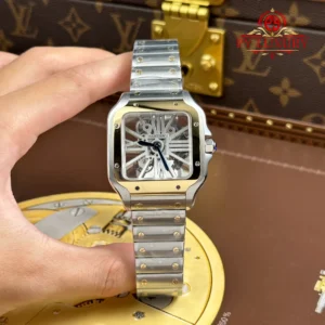Cartier Santos Skeleton LM Steel & Yellow Gold WHSA0019 Steel Bracelet Super Clone MLF 39.8mm