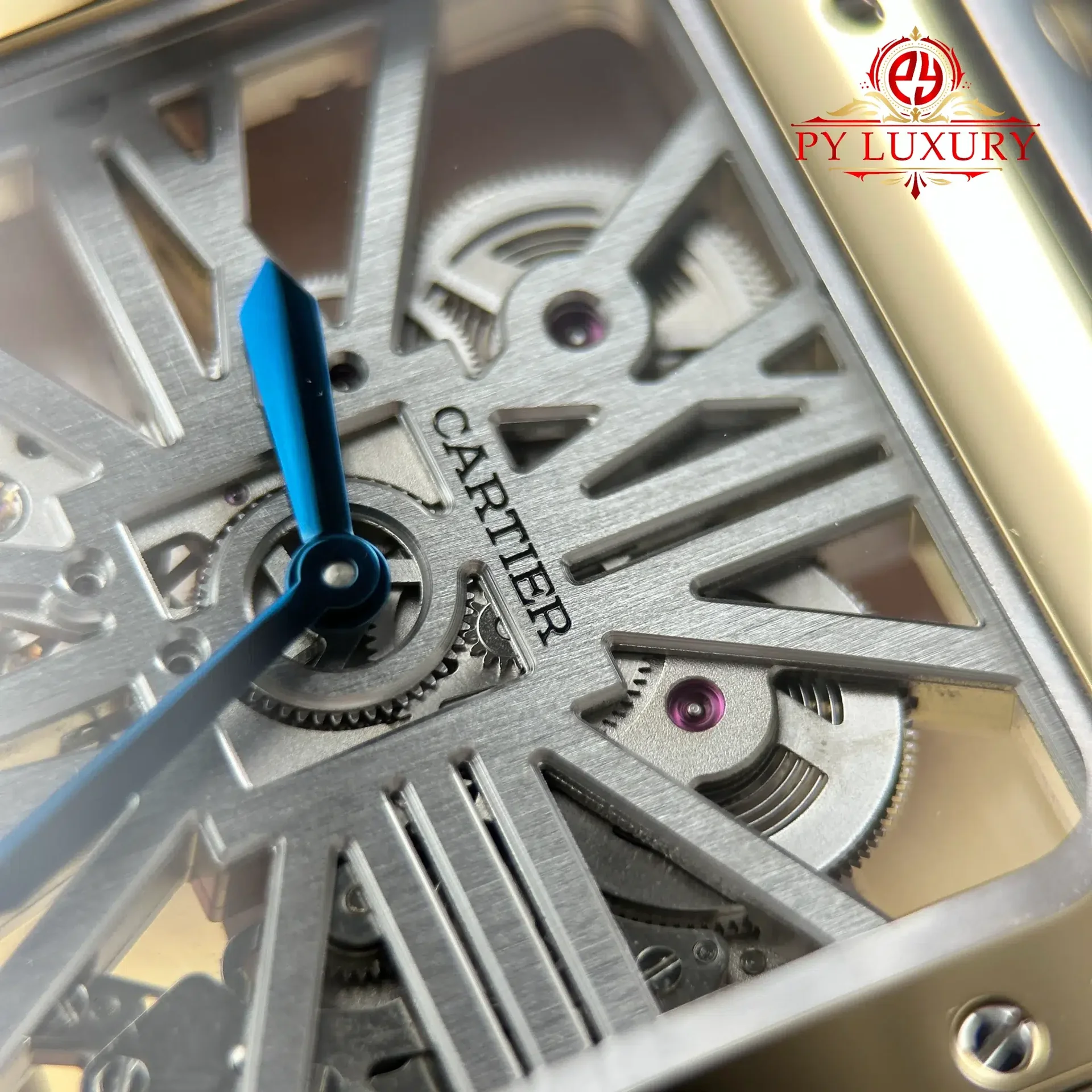 Cartier Santos Skeleton LM Steel & Yellow Gold WHSA0019 Steel Bracelet Super Clone MLF 39.8mm - 图片 7