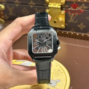 Cartier Santos Skeleton ADLC “Noctambule” WHSA0009 Leather Strap 1:1 Best Replica MLF 39.8mm