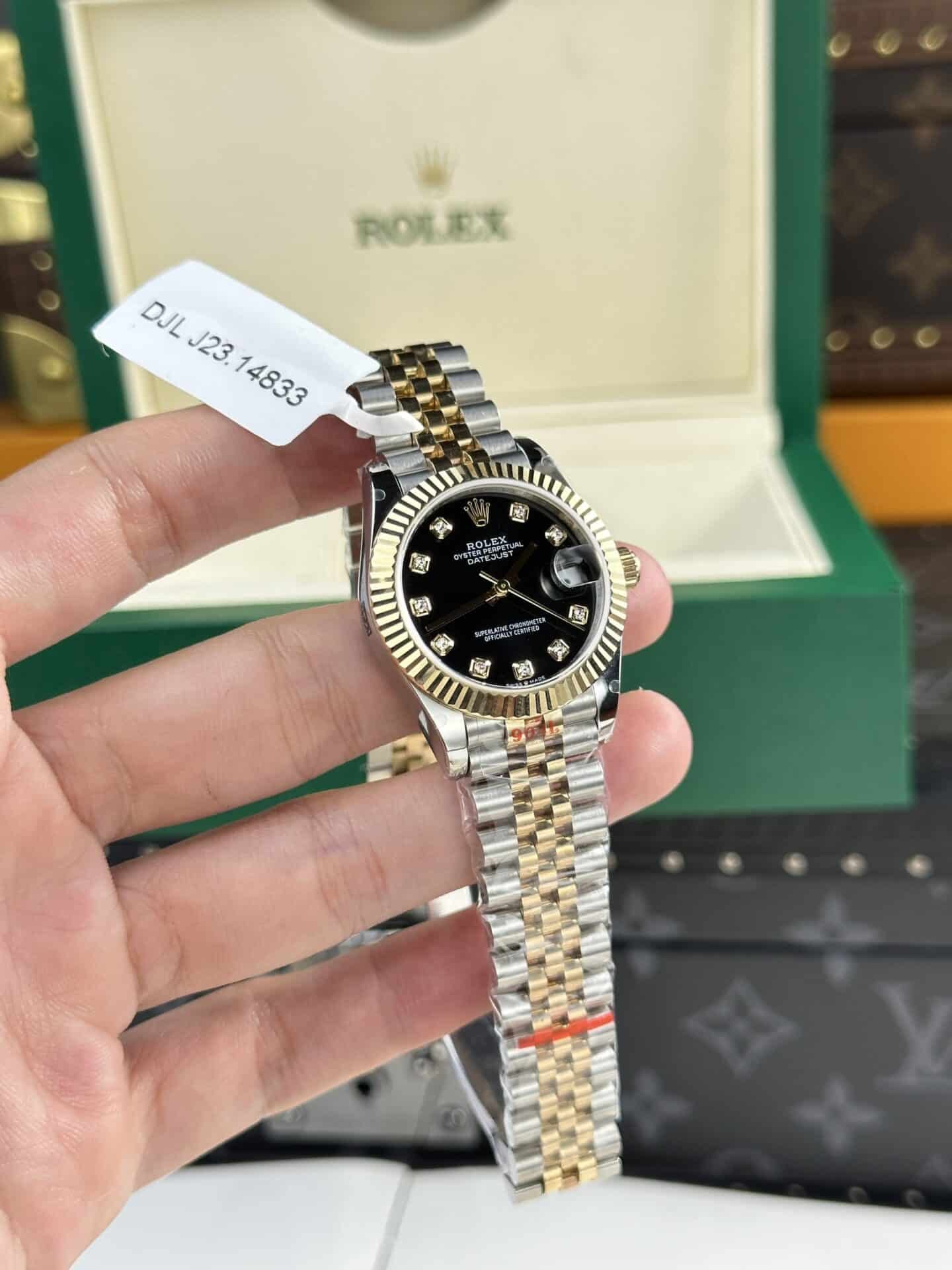 Rolex Datejust Two Tone Lady 10K Yellow Gold Wrapped Black Dial Jubilee 31mm - 图片 4