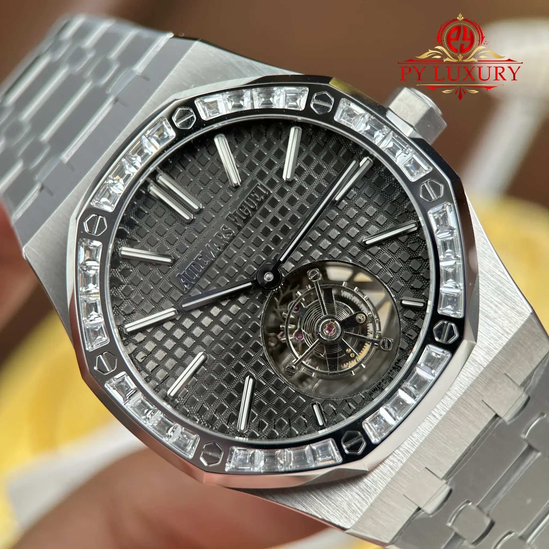 Audemars Piguet Royal Oak Flying Tourbillon 26730BC Grey Dial Diamond Bezel Best Replica BBS 41mm - 图片 4
