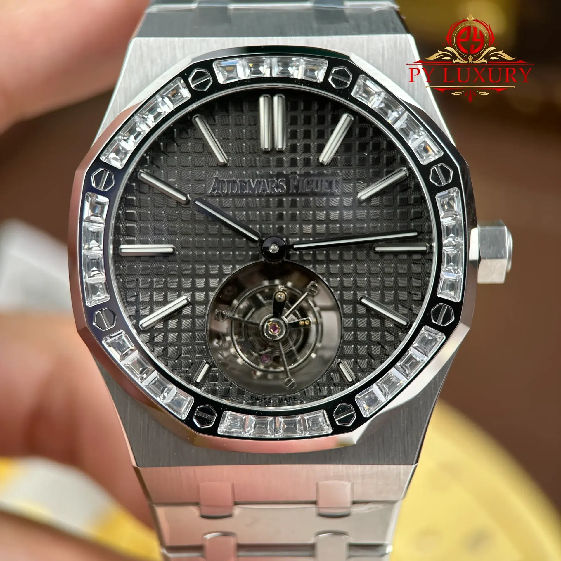 Audemars Piguet Royal Oak Flying Tourbillon 26730BC Grey Dial Diamond Bezel Best Replica BBS 41mm - 图片 5