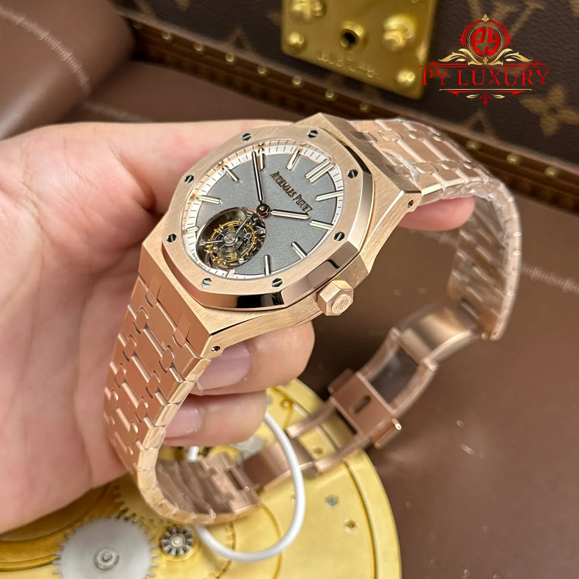 Audemars Piguet Royal Oak Selfwinding Flying Tourbillon 26730OR Rose Gold Sandblasted Grey Dial Best Replica BBS 41mm - 图片 3