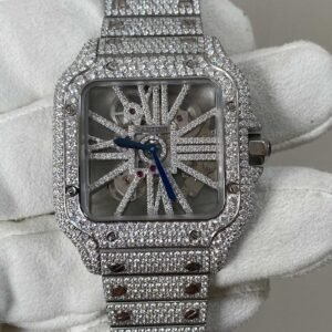 Cartier Santos Skeleton Bust Down Moissanite Super Clone MLF 39.8mm