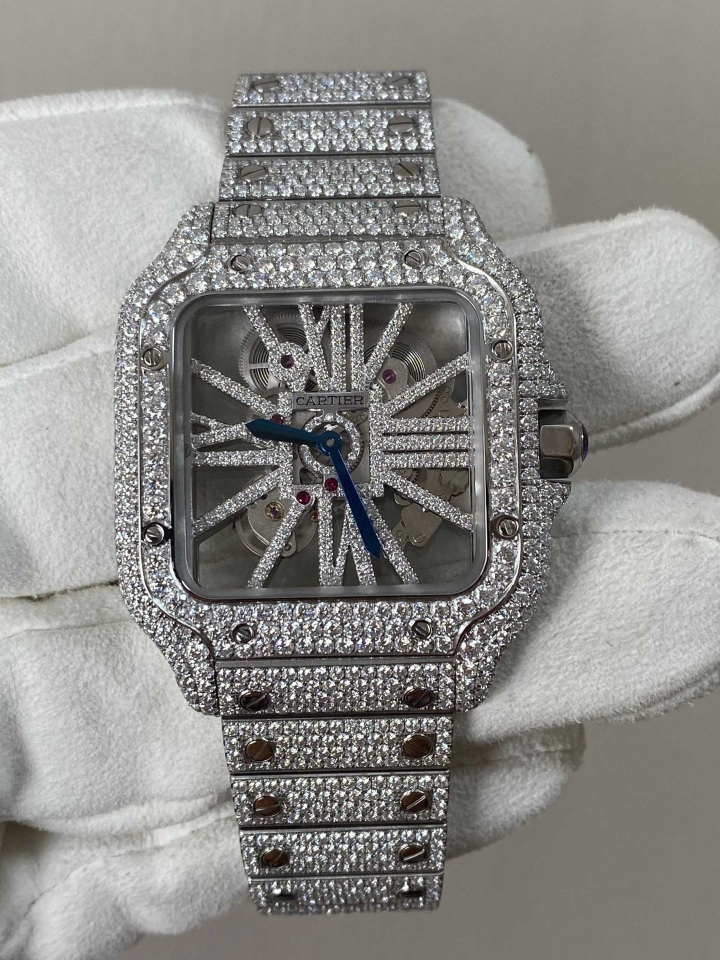 Cartier Santos Skeleton Bust Down Moissanite Super Clone MLF 39.8mm