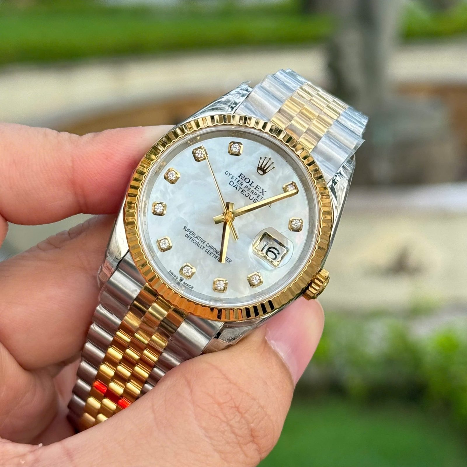 Rolex Datejust 126233 Steel & Yellow Gold Custom Natural MOP Dial Moissanite Markers Jubilee Bracelet Super Clone VSF 36mm - 图片 5