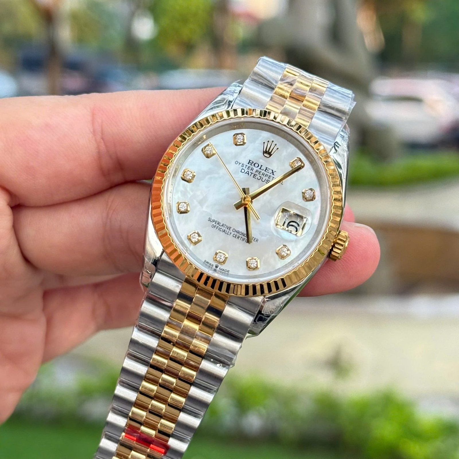 Rolex Datejust 126233 Steel & Yellow Gold Custom Natural MOP Dial Moissanite Markers Jubilee Bracelet Super Clone VSF 36mm - 图片 7