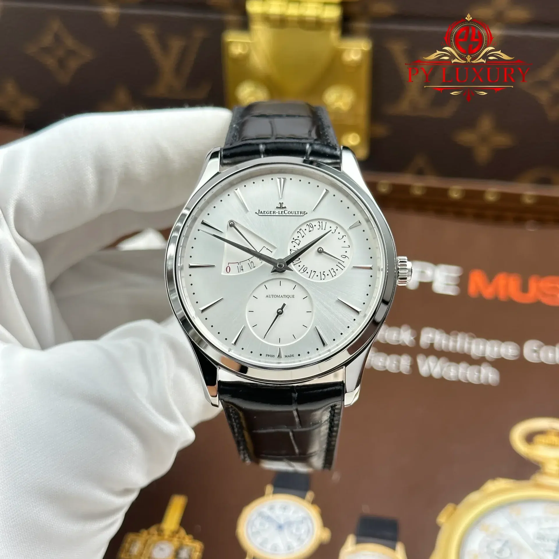 Jaeger Lecoultre Master Ultra Thin Power Reserve Q1378421 Silver Dial Leather Strap Best Replica APSF 39mm
