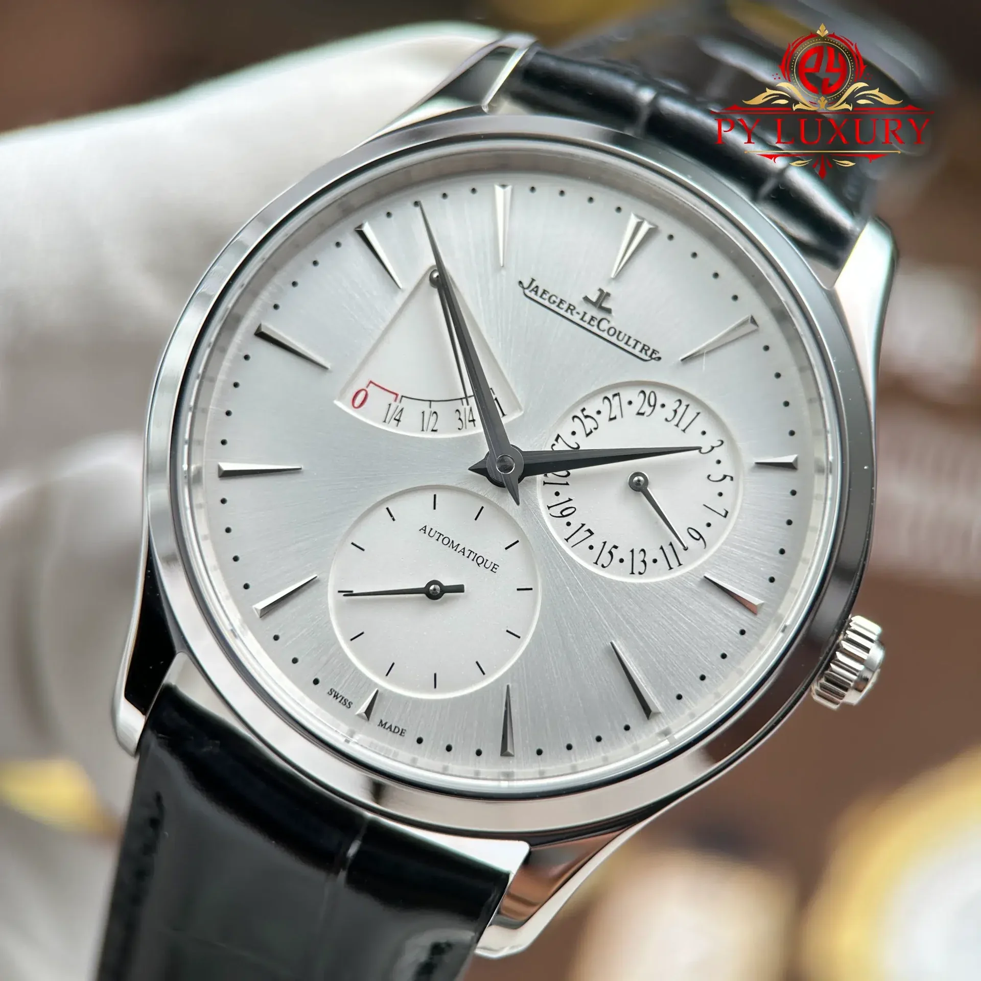 Jaeger Lecoultre Master Ultra Thin Power Reserve Q1378421 Silver Dial Leather Strap Best Replica APSF 39mm - 图片 5