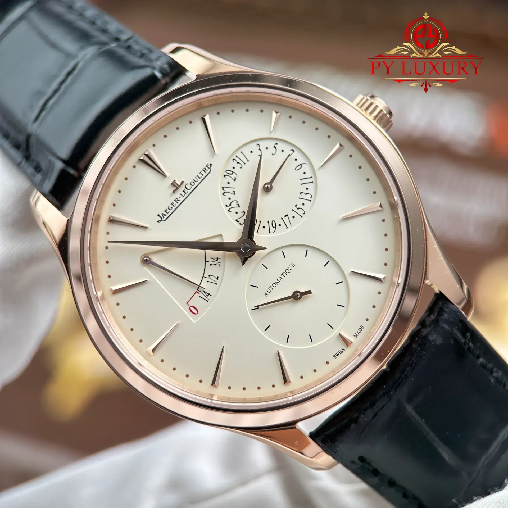 Jaeger Lecoultre Master Ultra Thin Power Reserve Q1372510 Pink Gold Eggshell Beige Dial Best Replica APSF 39mm - 图片 5