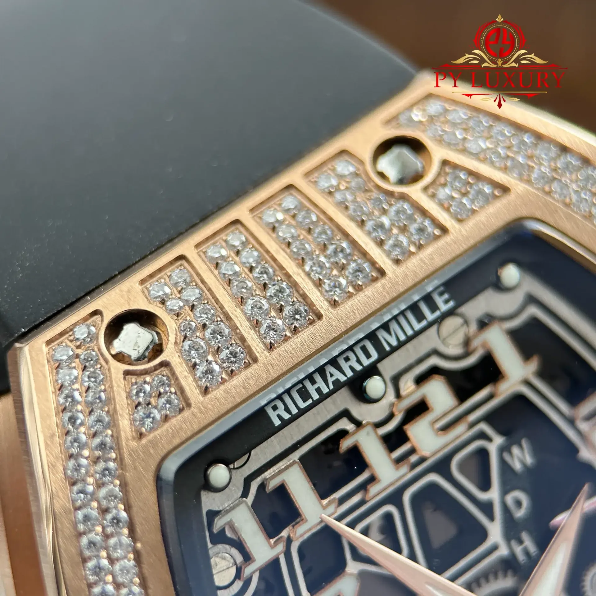 Richard Mille RM67-01 Rose Gold Extra-Flat Med-set Moissanite Diamonds Best Replica 38.7mm x 47.5mm - 图片 7