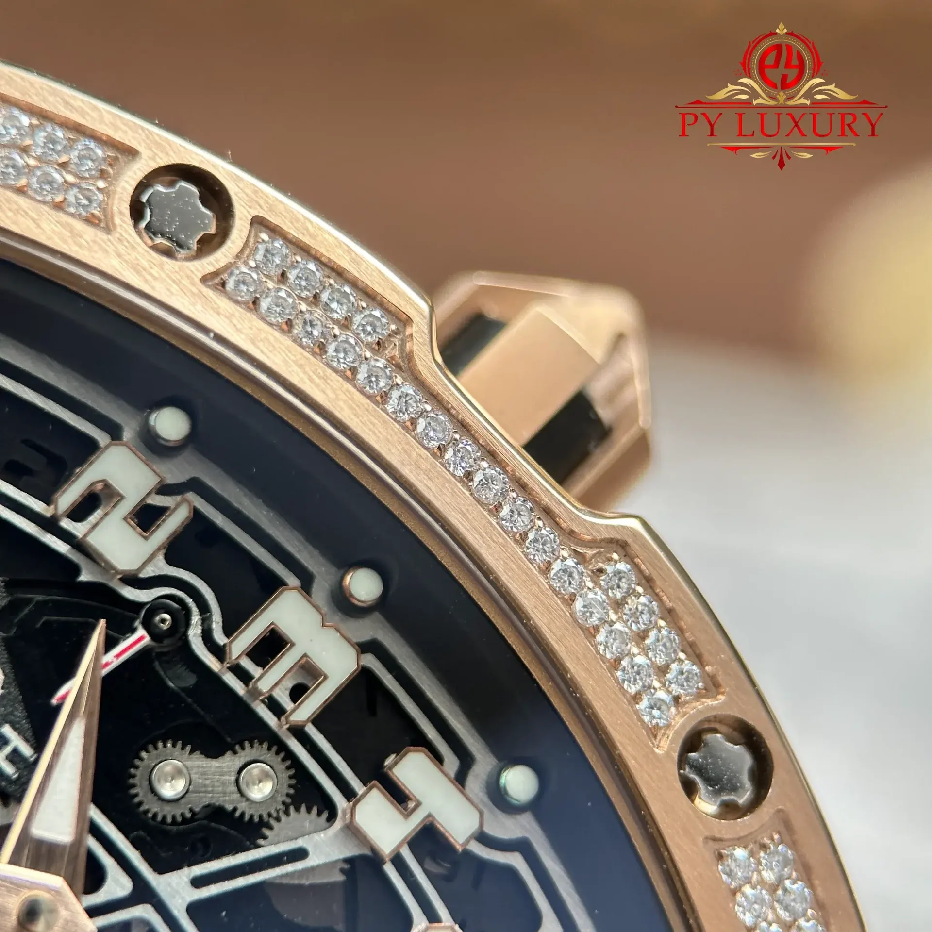 Richard Mille RM67-01 Rose Gold Extra-Flat Med-set Moissanite Diamonds Best Replica 38.7mm x 47.5mm - 图片 8
