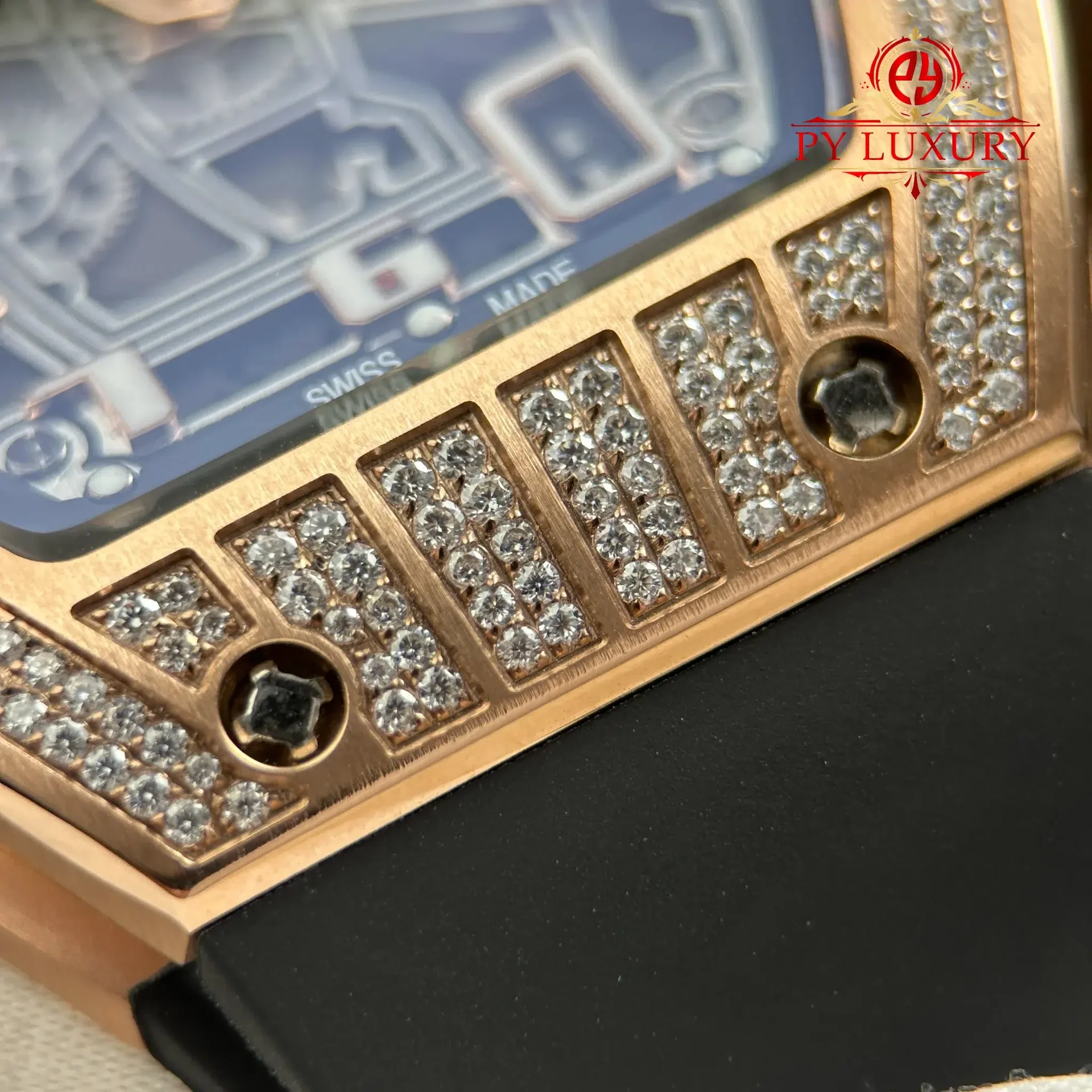 Richard Mille RM67-01 Rose Gold Extra-Flat Med-set Moissanite Diamonds Best Replica 38.7mm x 47.5mm - 图片 9