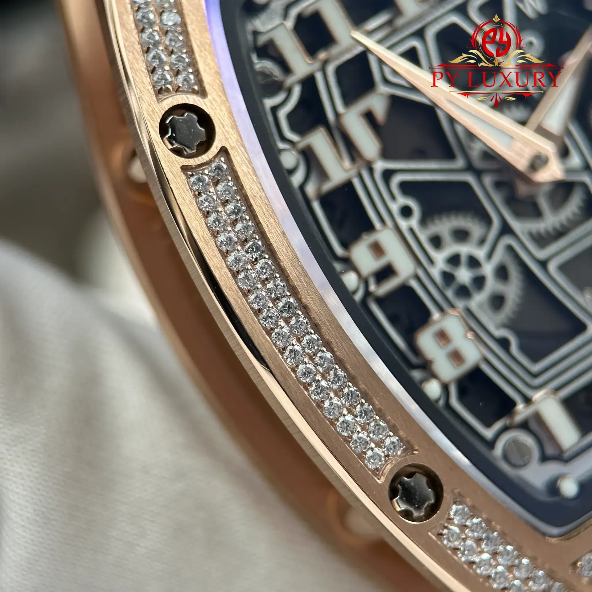 Richard Mille RM67-01 Rose Gold Extra-Flat Med-set Moissanite Diamonds Best Replica 38.7mm x 47.5mm - 图片 10