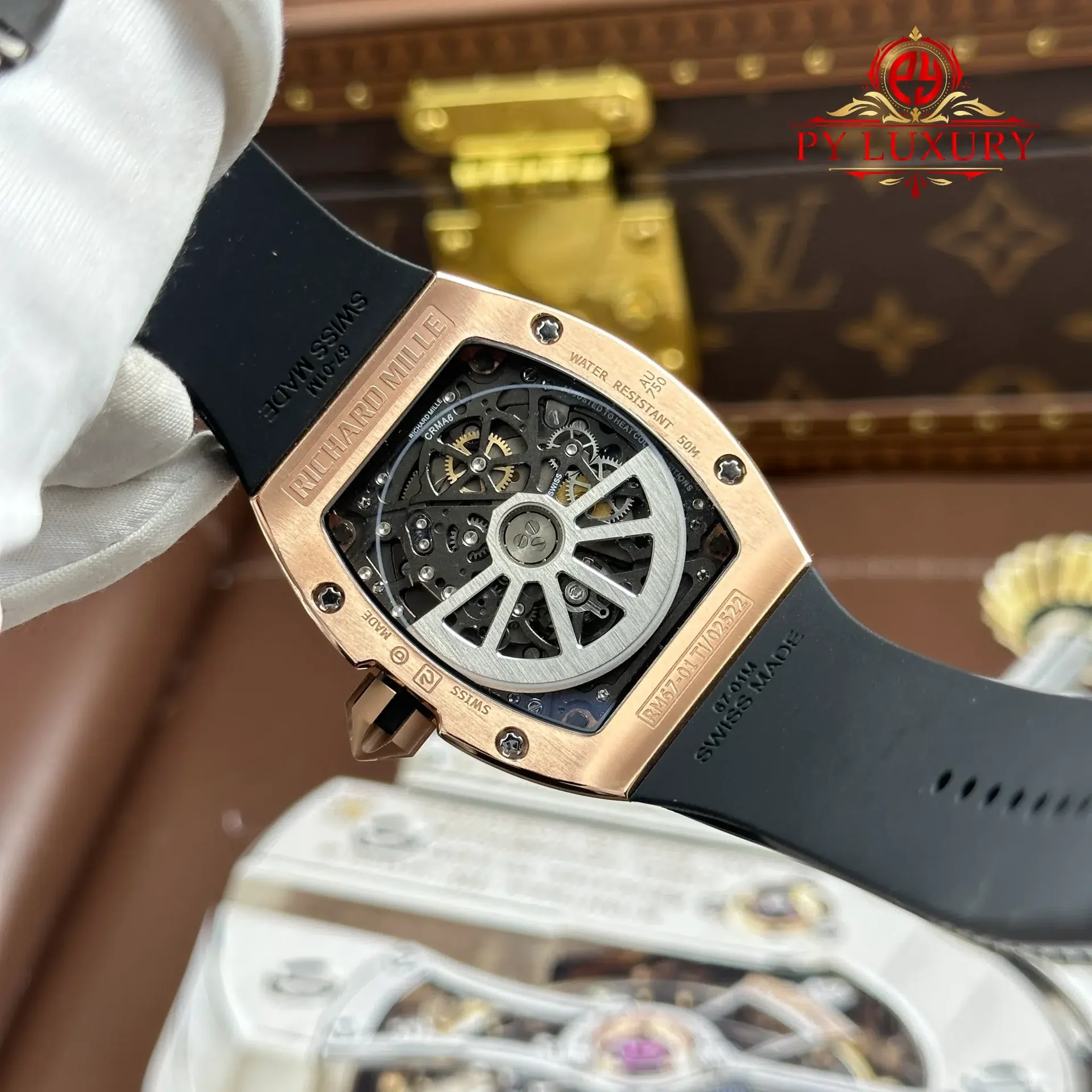 Richard Mille RM67-01 Rose Gold Extra-Flat Med-set Moissanite Diamonds Best Replica 38.7mm x 47.5mm - 图片 13
