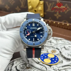 Panerai Submersible GMT Luna Rossa Titanio PAM01507 Blue Dial Rubber Strap Best Replica VSF 42mm