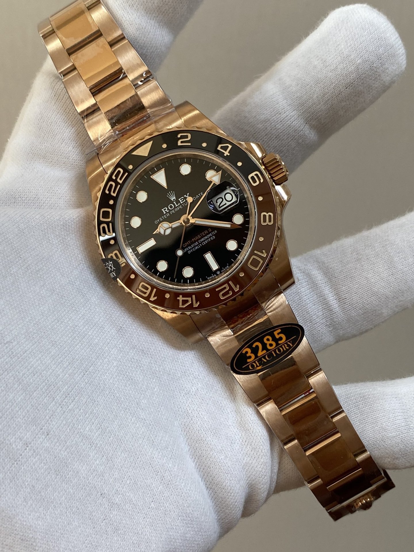Rolex GMT-Master II 126715CHNR Root Beer Rose Gold Black Dial Top Quality Replica Gained Weight 183g QF 40mm - 图片 2