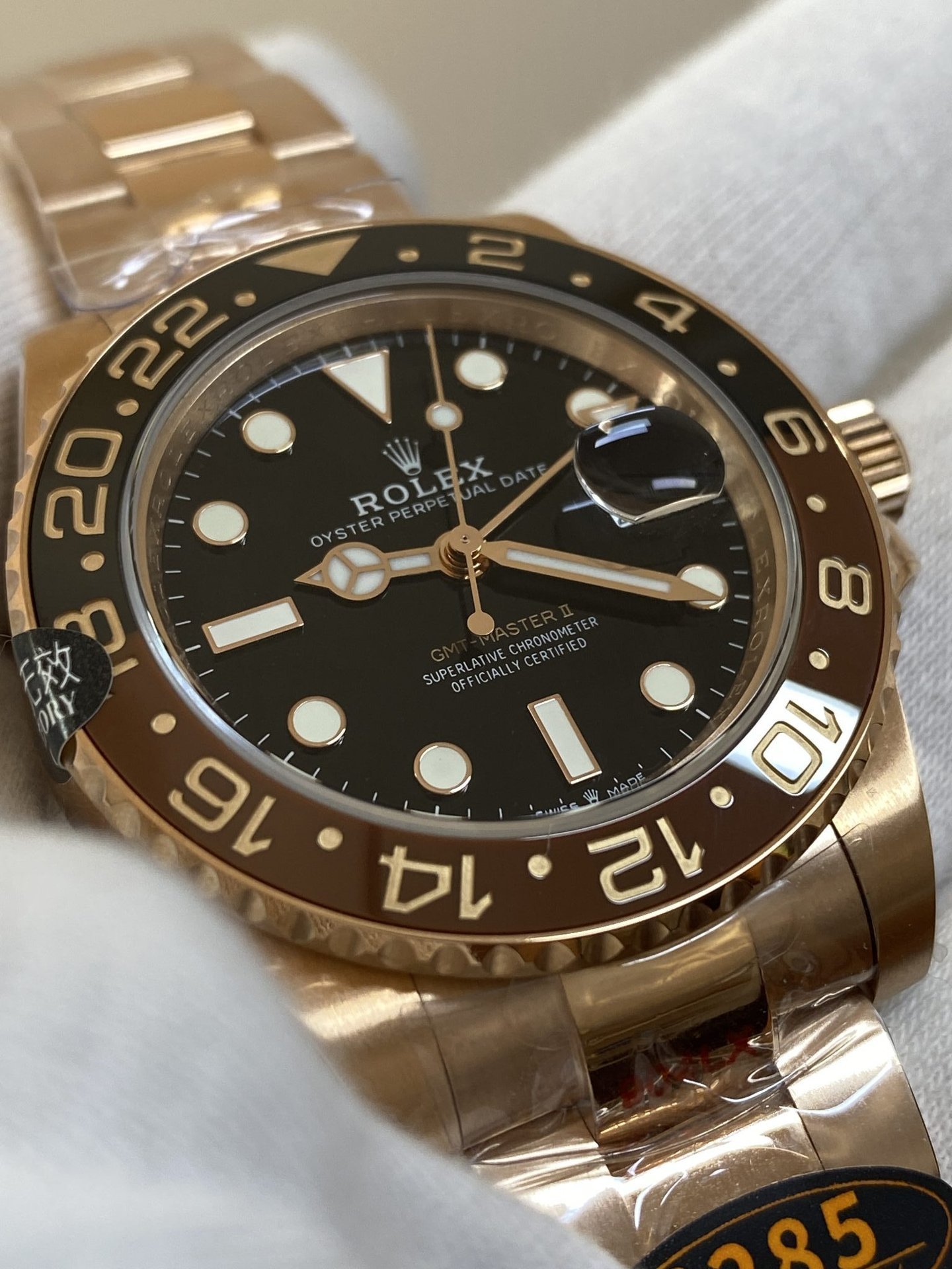 Rolex GMT-Master II 126715CHNR Root Beer Rose Gold Black Dial Top Quality Replica Gained Weight 183g QF 40mm - 图片 4