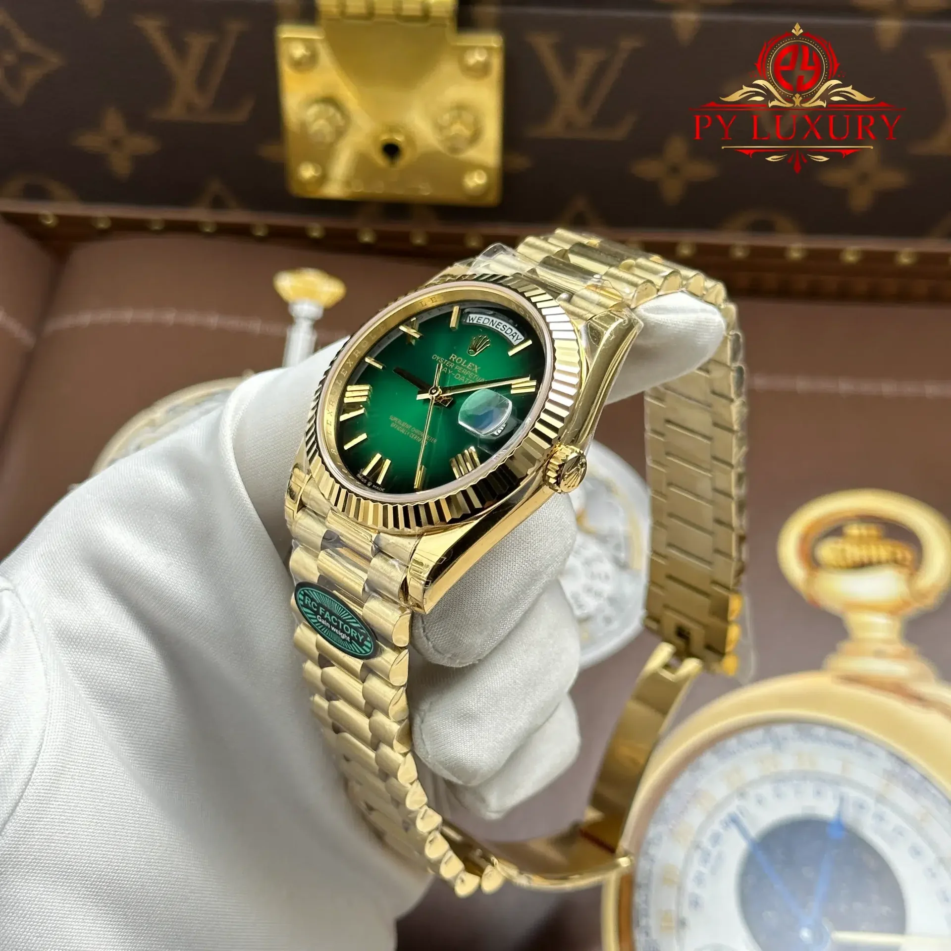 Rolex Day-Date 228238-0069 Yellow Gold Green Ombré Dial Super Clone Top Quality 210g RC Factory 40mm - 图片 3
