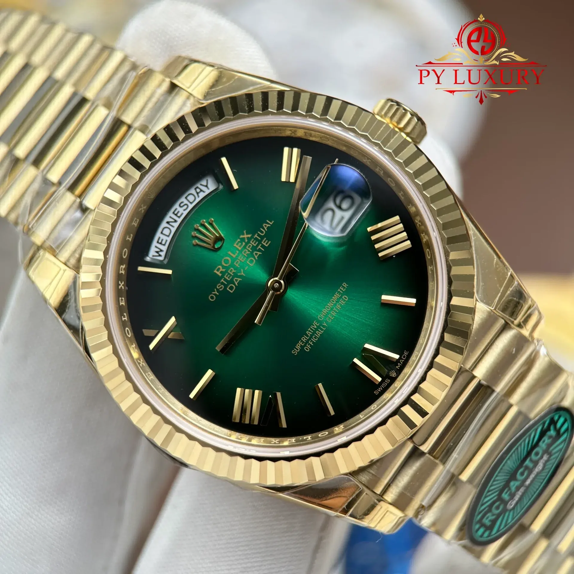 Rolex Day-Date 228238-0069 Yellow Gold Green Ombré Dial Super Clone Top Quality 210g RC Factory 40mm - 图片 4