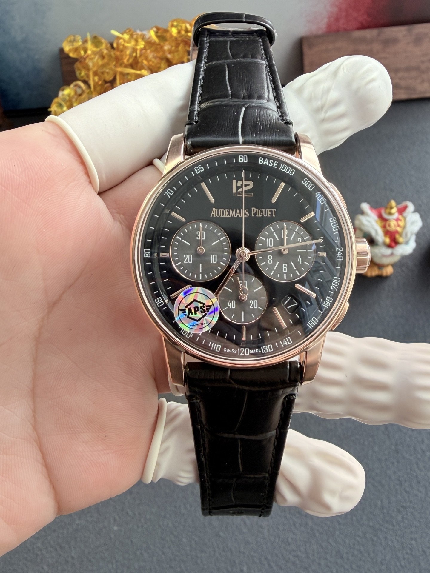 Audemars Piguet Code 11.59 Chronograph 26393OR Rose Gold Black Dial Leather Strap 1:1 Best Replica APSF 41mm