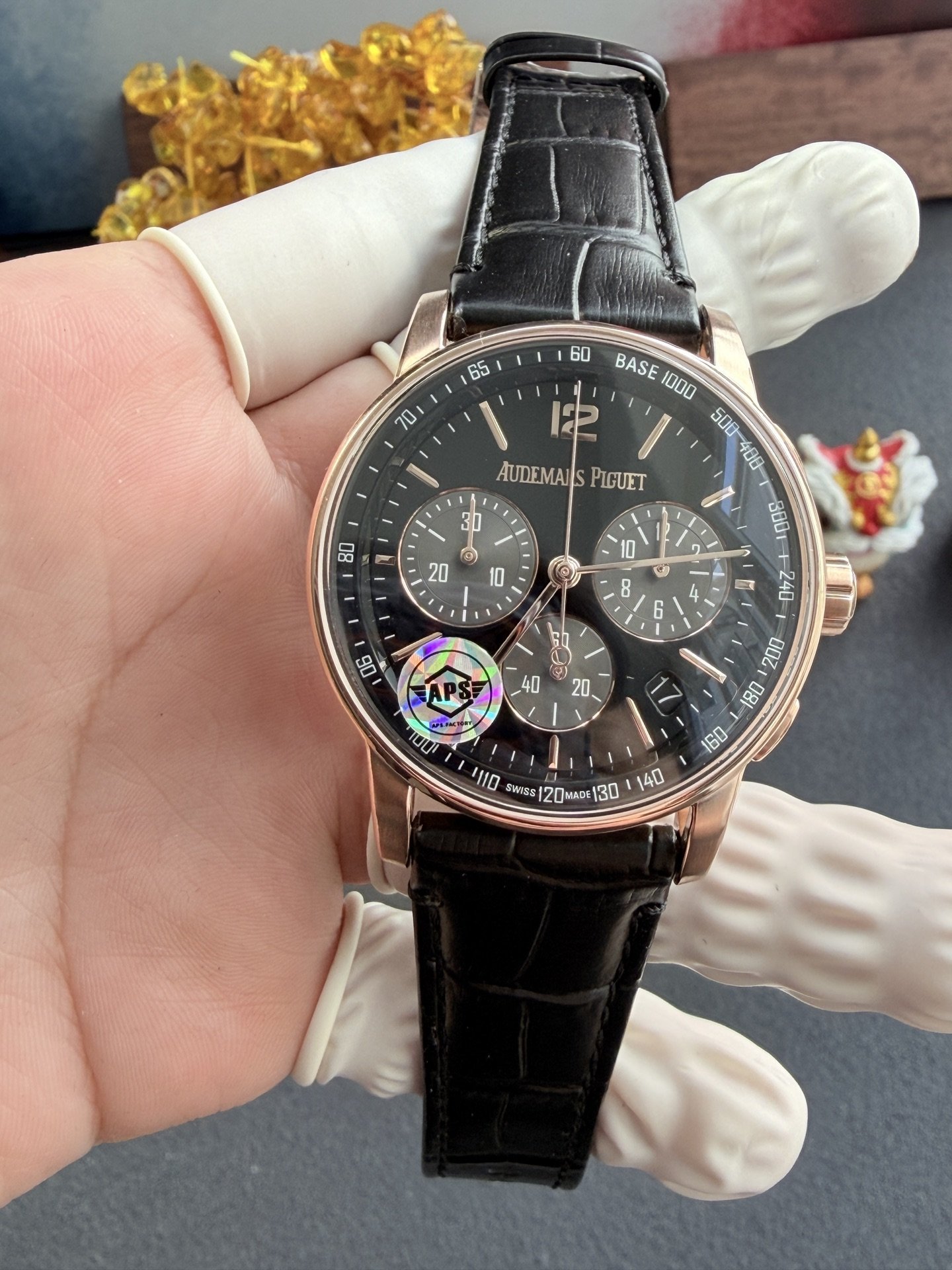 Audemars Piguet Code 11.59 Chronograph 26393OR Rose Gold Black Dial Leather Strap 1:1 Best Replica APSF 41mm - 图片 2