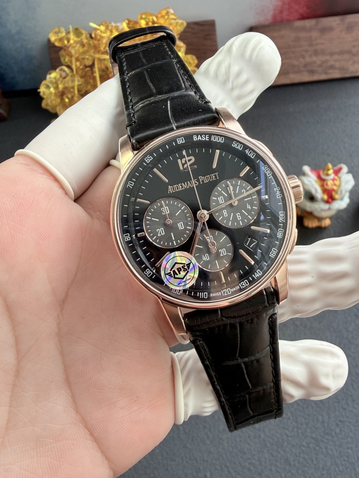 Audemars Piguet Code 11.59 Chronograph 26393OR Rose Gold Black Dial Leather Strap 1:1 Best Replica APSF 41mm - 图片 3