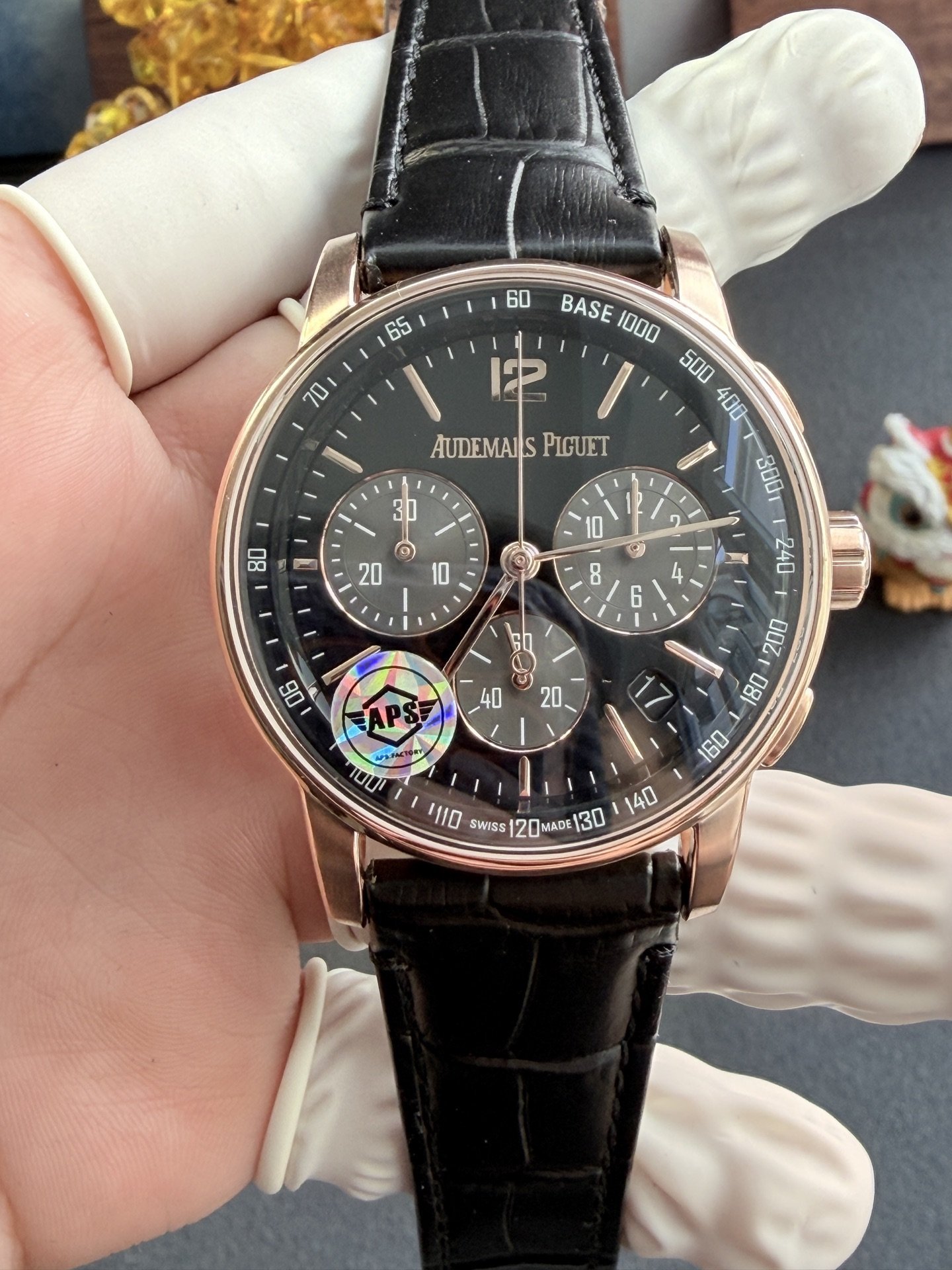 Audemars Piguet Code 11.59 Chronograph 26393OR Rose Gold Black Dial Leather Strap 1:1 Best Replica APSF 41mm - 图片 4