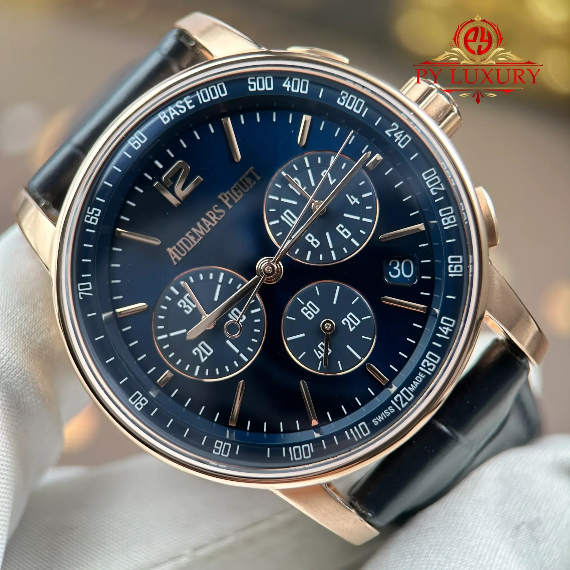 Audemars Piguet Code 11.59 Chronograph 26393OR Rose Gold Blue Dial Leather Strap 1:1 Best Replica APSF 41mm - 图片 4