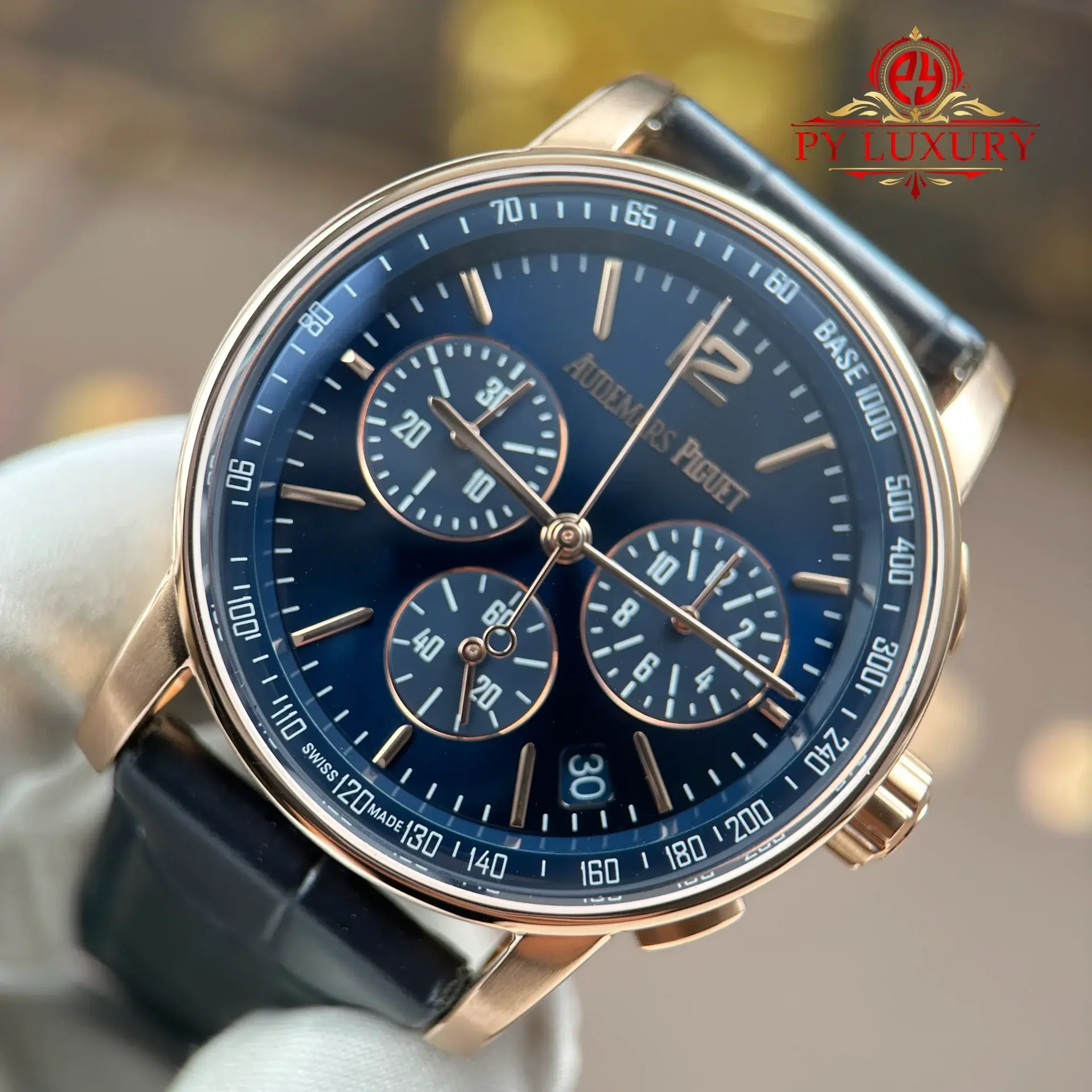 Audemars Piguet Code 11.59 Chronograph 26393OR Rose Gold Blue Dial Leather Strap 1:1 Best Replica APSF 41mm - 图片 5
