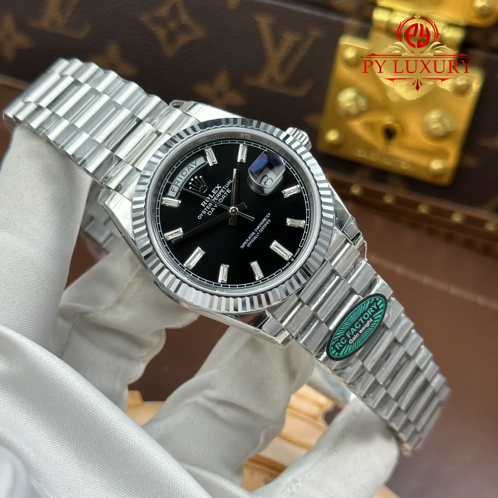 Rolex Day-Date 228239-0005 Black Diamond-set Dial 1:1 Super Clone 210g RC Factory 40mm - 图片 2