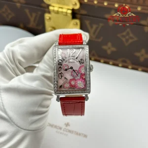 Franck Muller Long Island 952 QZ REL MOP RS D 1R PEONY Red Leather Strap Best Replica 26mm