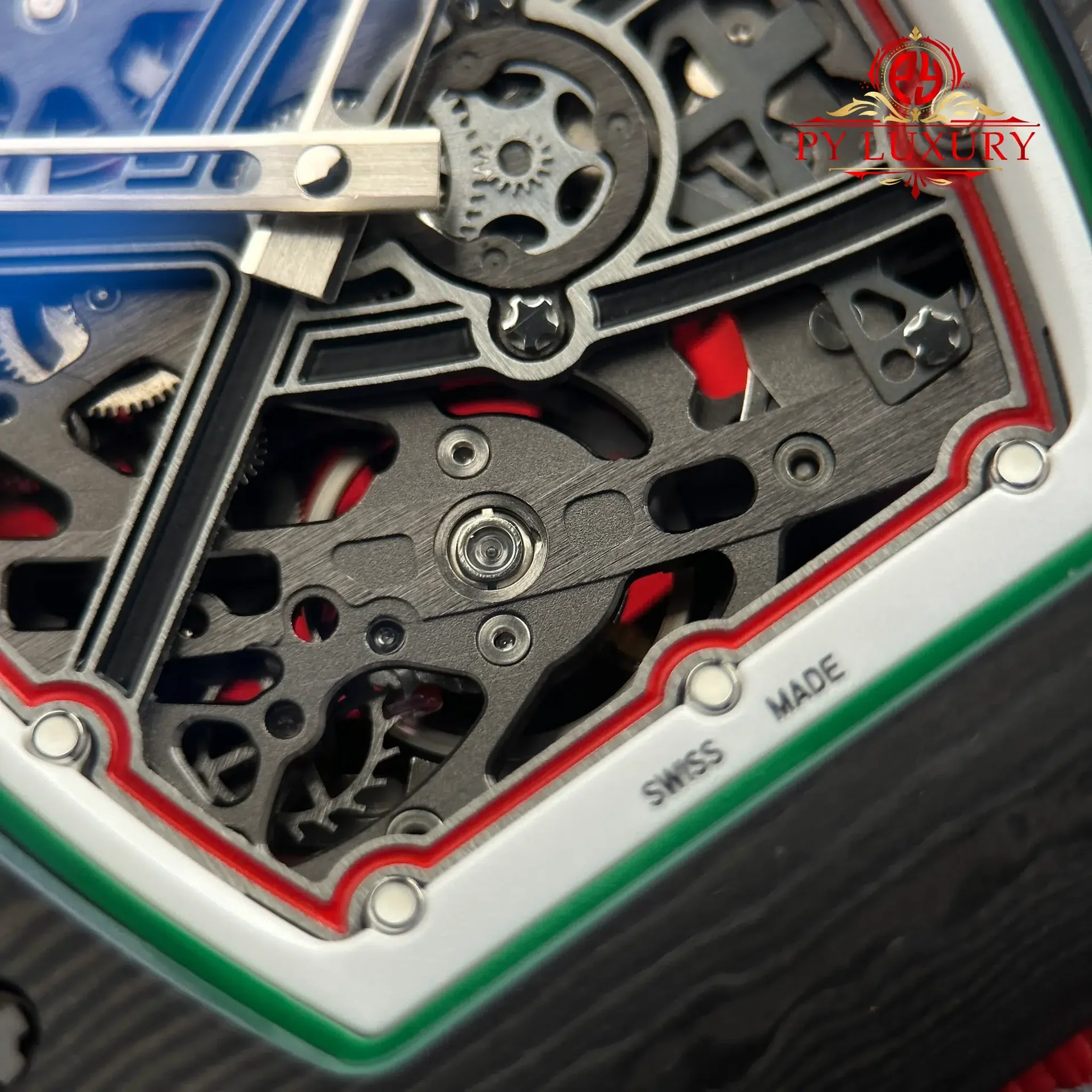 Richard Mille RM67-02 Extra Flat Italy Carbon TPT Red Green 1:1 Super Clone 38.7 x 47.52mm - 图片 6