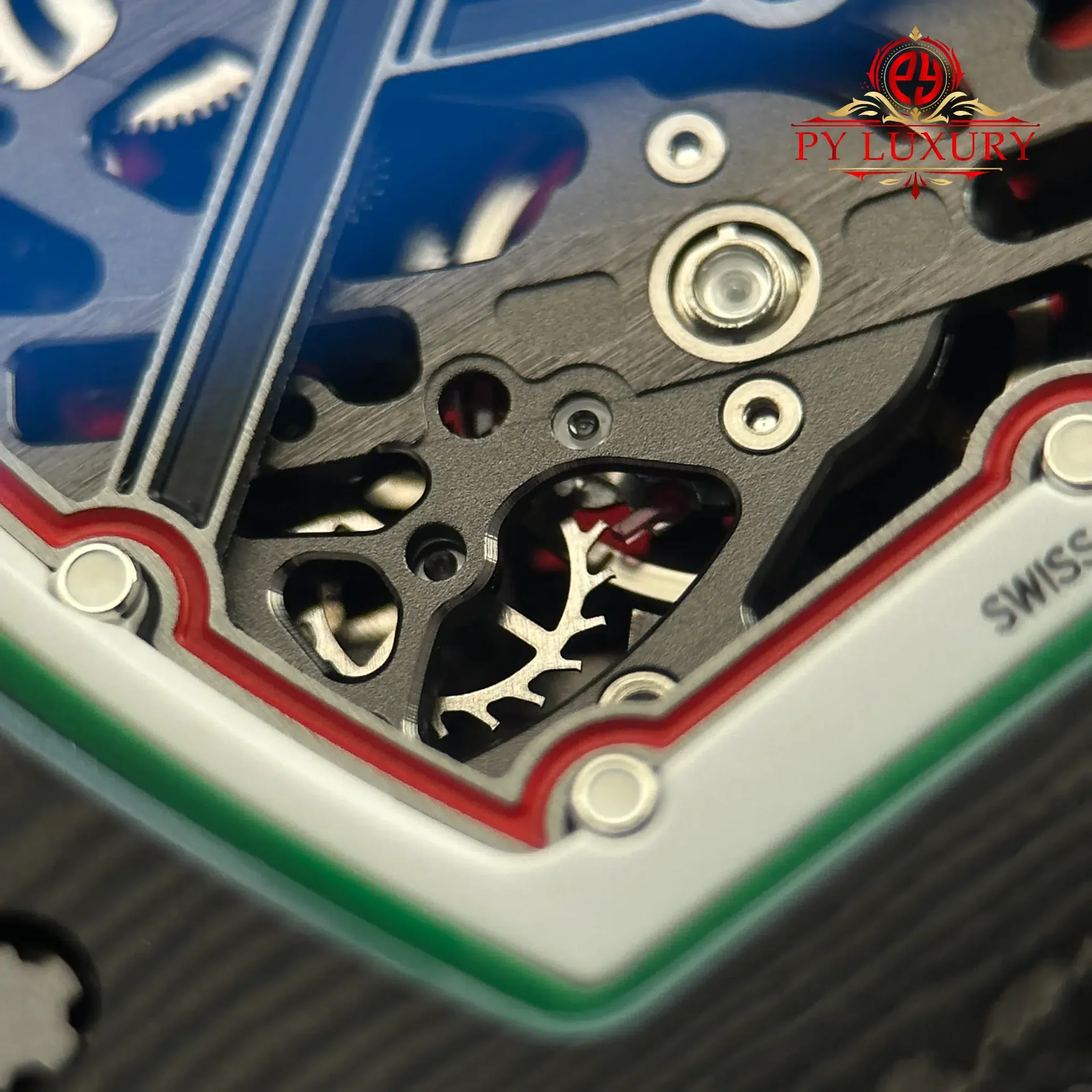 Richard Mille RM67-02 Extra Flat Italy Carbon TPT Red Green 1:1 Super Clone 38.7 x 47.52mm - 图片 8