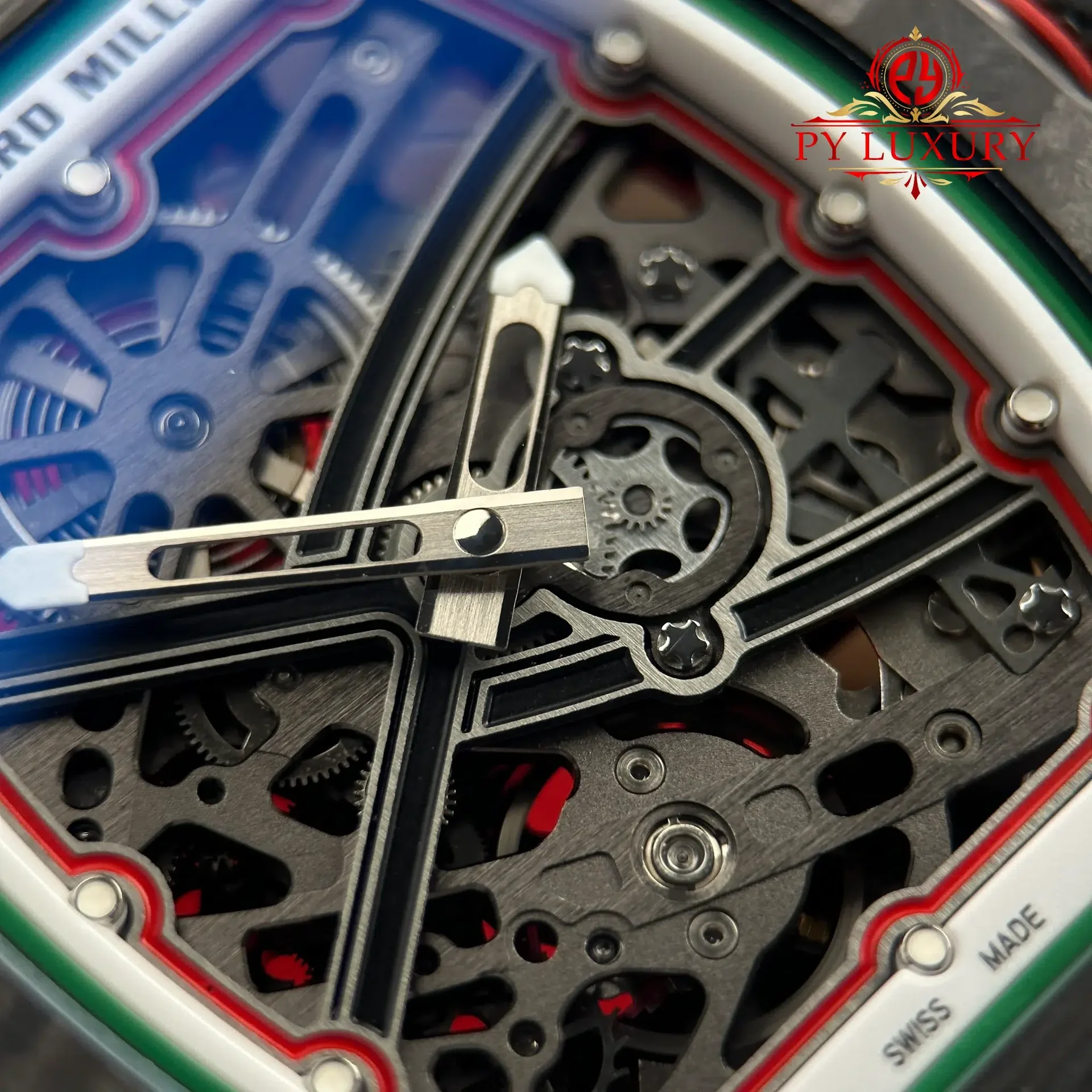 Richard Mille RM67-02 Extra Flat Italy Carbon TPT Red Green 1:1 Super Clone 38.7 x 47.52mm - 图片 9