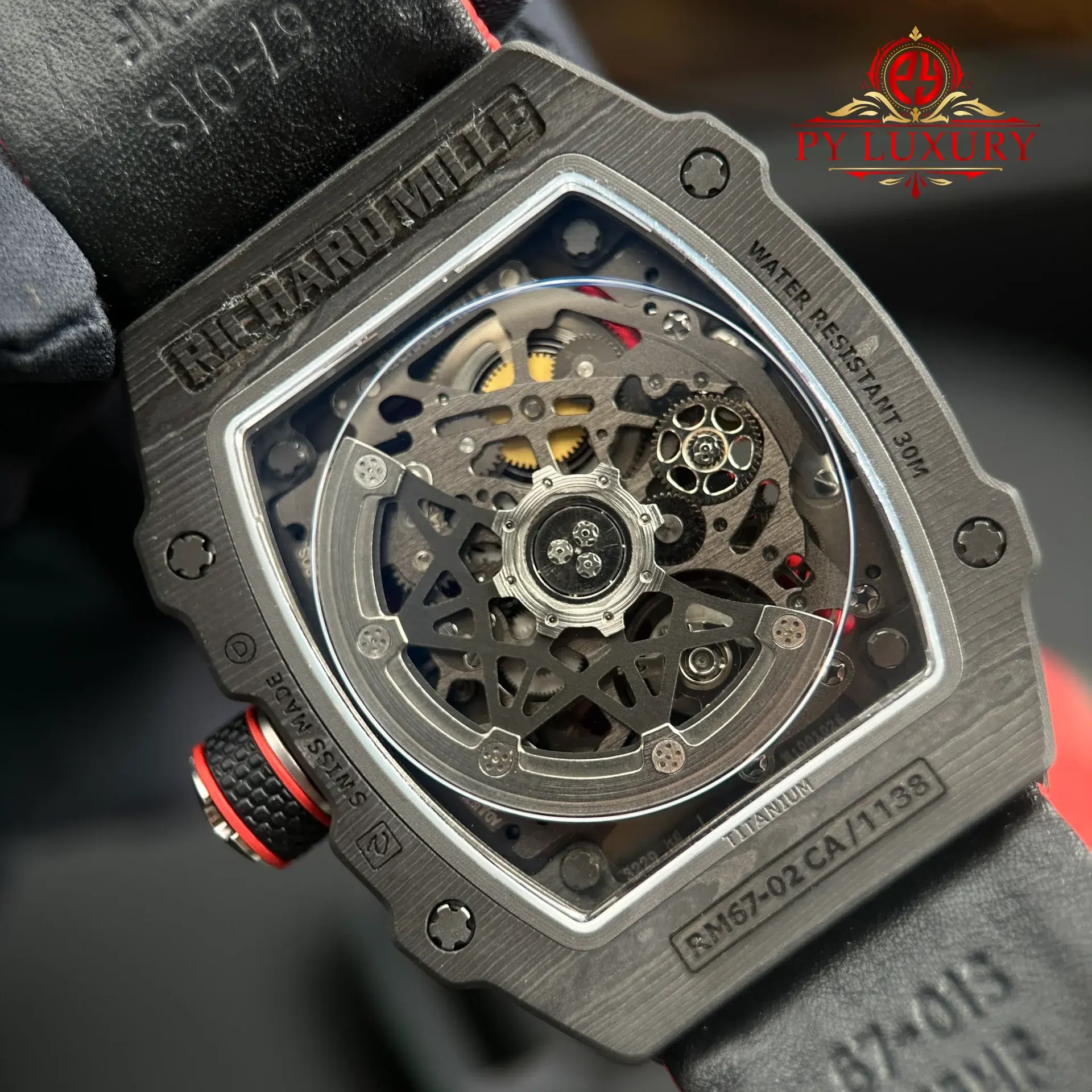 Richard Mille RM67-02 Extra Flat Italy Carbon TPT Red Green 1:1 Super Clone 38.7 x 47.52mm - 图片 12