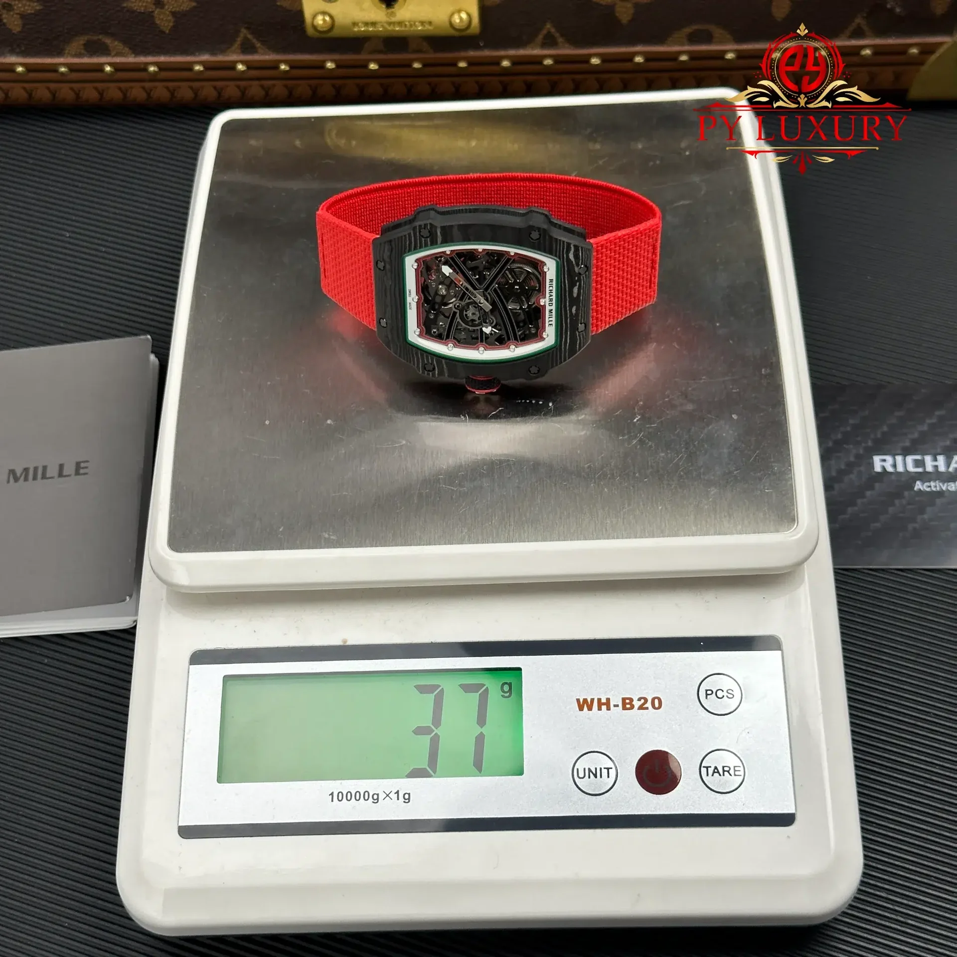 Richard Mille RM67-02 Extra Flat Italy Carbon TPT Red Green 1:1 Super Clone 38.7 x 47.52mm - 图片 15