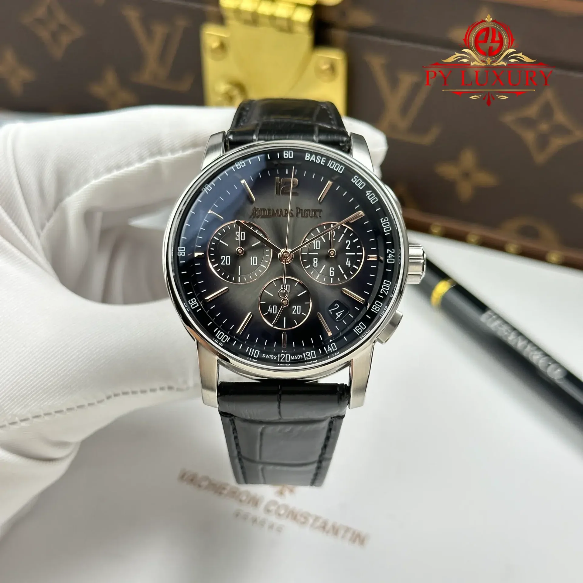 Audemars Piguet Code 11.59 Chronograph 26393CR Smoked Lacquered Grey Dial Leather Strap 1:1 Best Replica APSF 41mm
