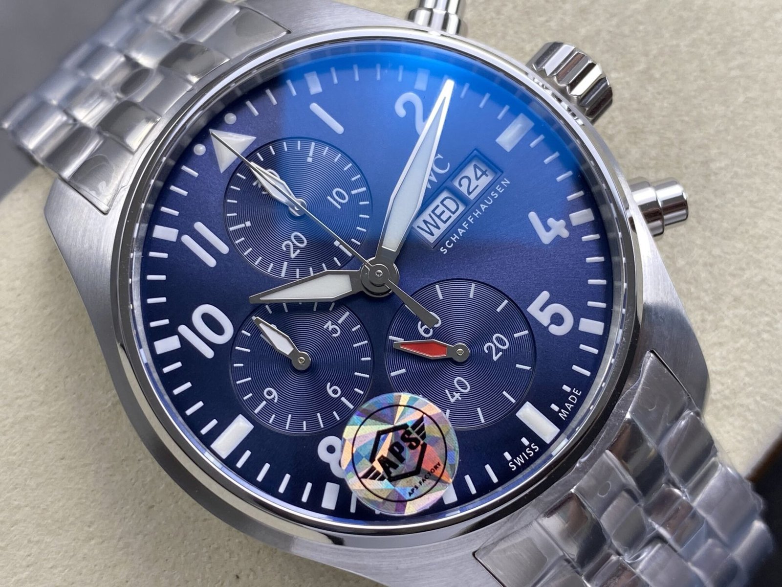 IWC Pilot Chronograph IW388102 Blue Dial Metal Bracelet Super Clone APSF 41mm - 图片 2