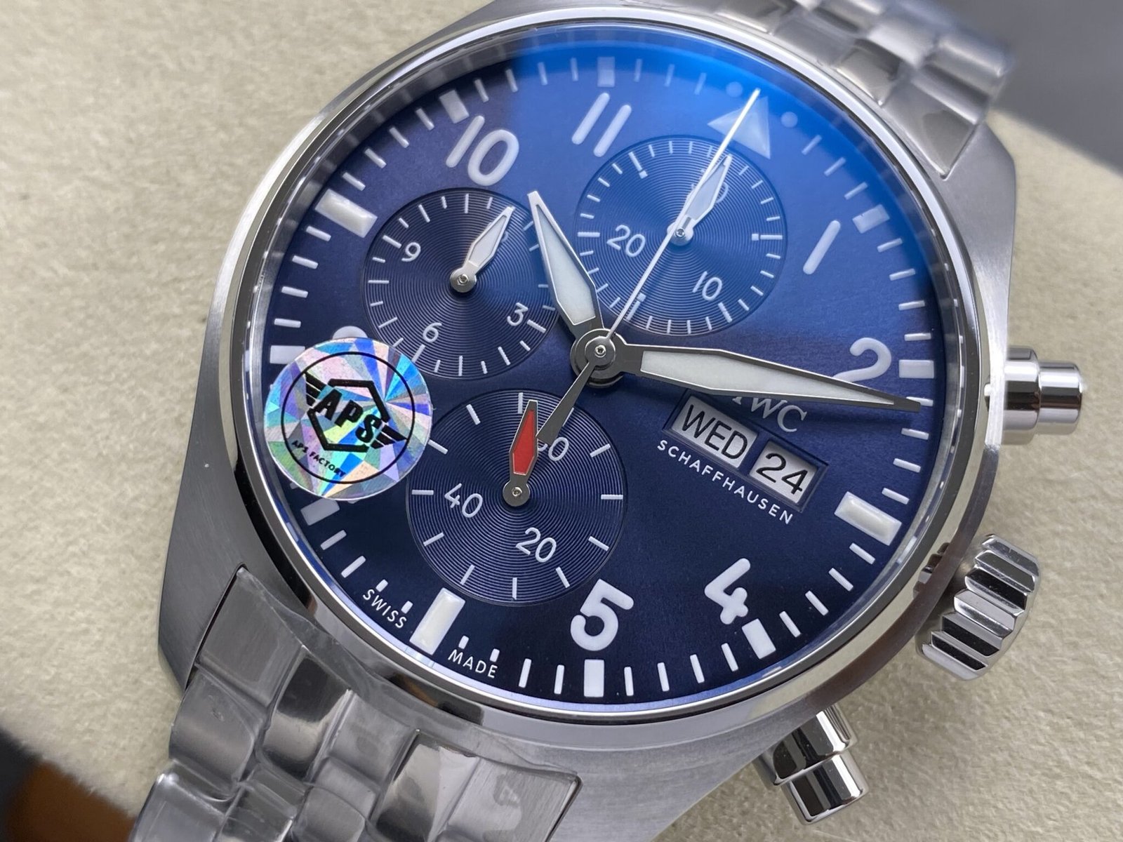 IWC Pilot Chronograph IW388102 Blue Dial Metal Bracelet Super Clone APSF 41mm - 图片 3