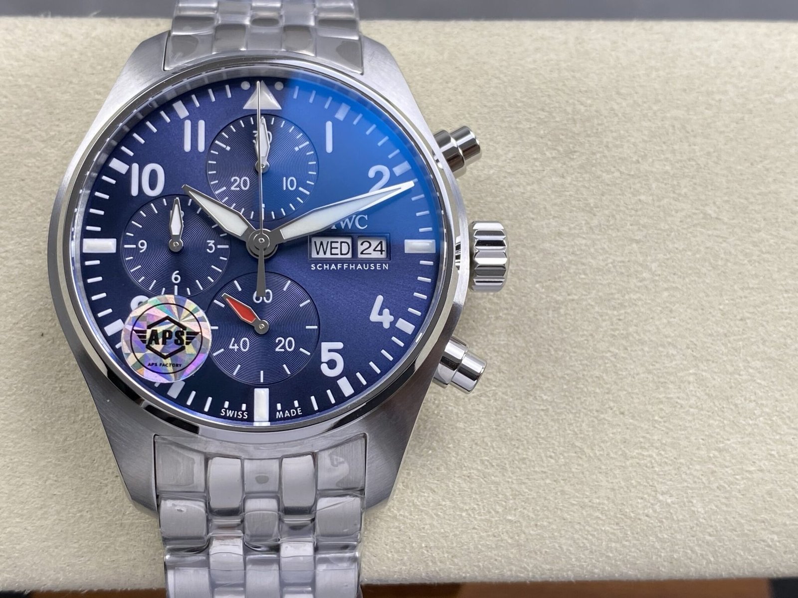 IWC Pilot Chronograph IW388102 Blue Dial Metal Bracelet Super Clone APSF 41mm - 图片 4