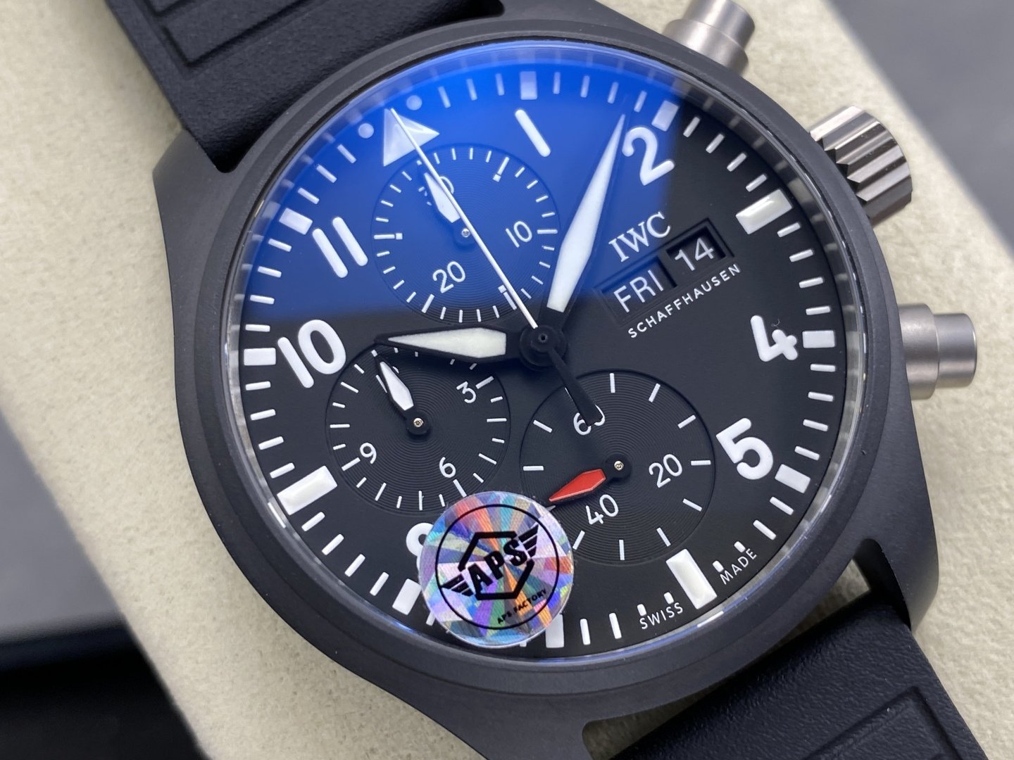 IWC Pilot Chronograph IW389401 TOP GUN Black Ceramic Rubber Strap 1:1 Best Replica APSF 42mm - 图片 2