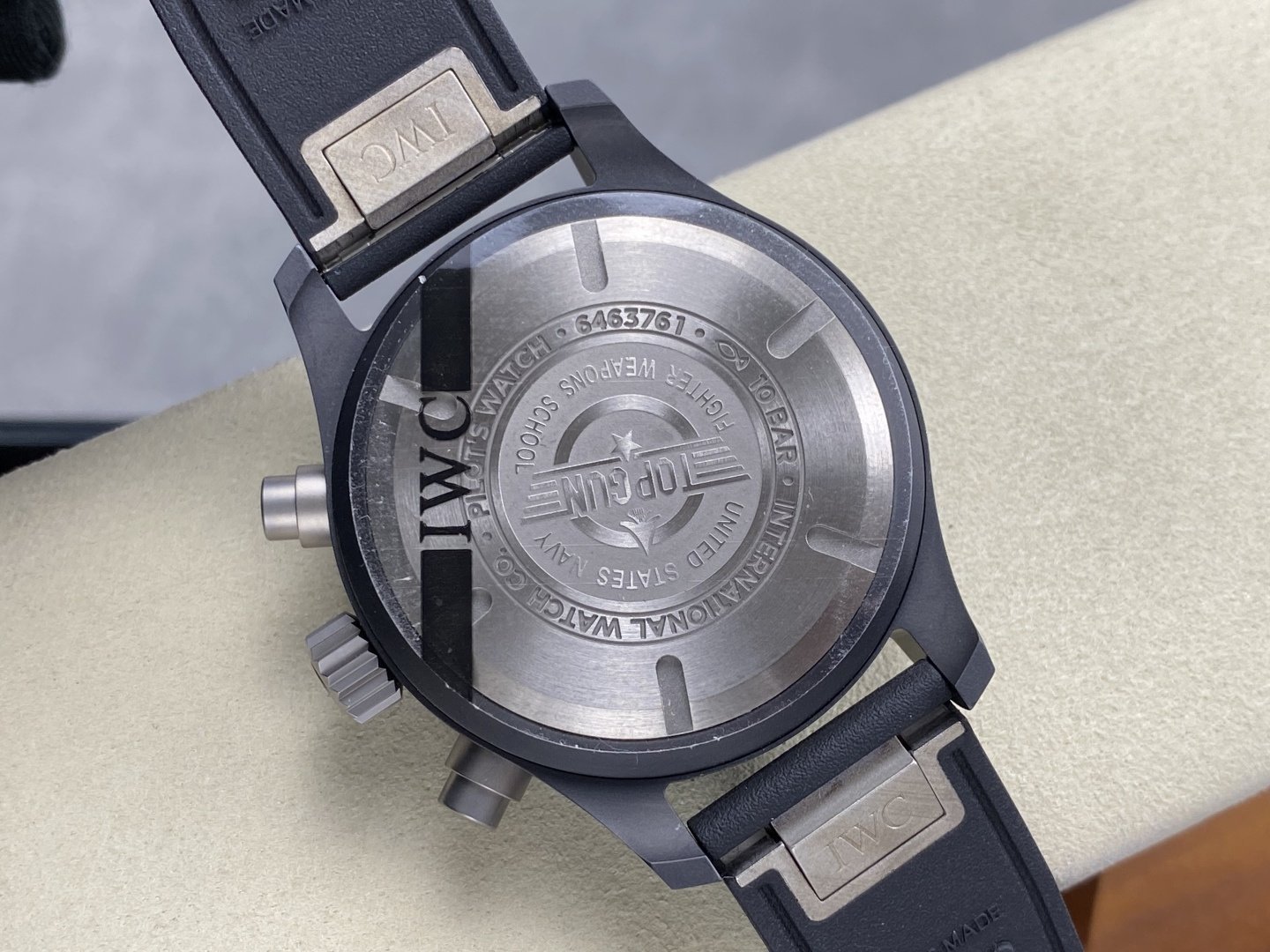 IWC Pilot Chronograph IW389401 TOP GUN Black Ceramic Rubber Strap 1:1 Best Replica APSF 42mm - 图片 7